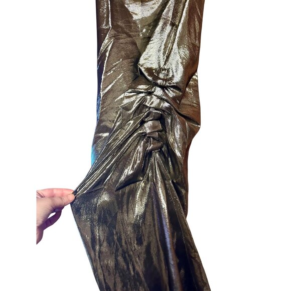 Ellery Laura Silver Lamé Ruche Slip Skirt 65% Silk US 0 Australian Coture $2195 - Picture 7 of 16